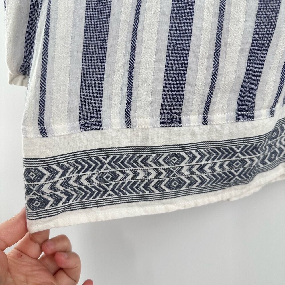 Dylan Tops Womens Small Notched Airy‎ Blue White Embroidered Trim Boho - Picture 10 of 10